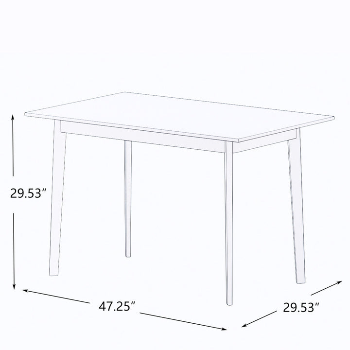 Modern 47 Inch Rectangular Dining Table - Stylish Kitchen Table with Solid Wood Legs - White Finish Image 7