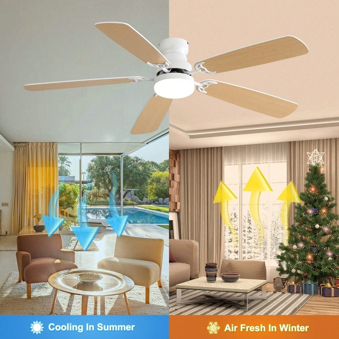 Modern 52 Inch Dimmable Ceiling Fan with Remote Control and Reversible DC Motor for Indoor Use in Farmhouse Living Room Image 6