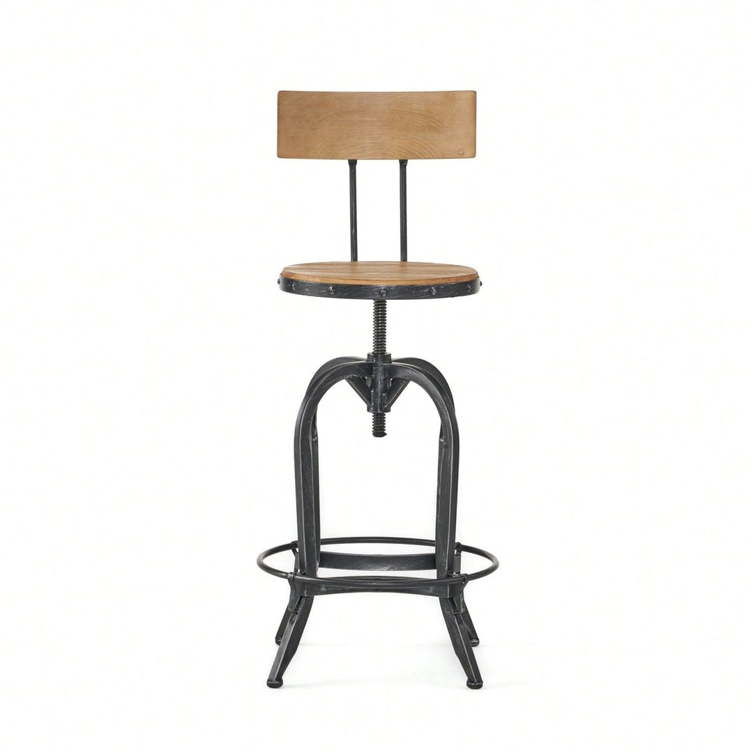 Modern Adjustable Height Swivel Bar Stools With Elegant Fir Wood Design Image 1