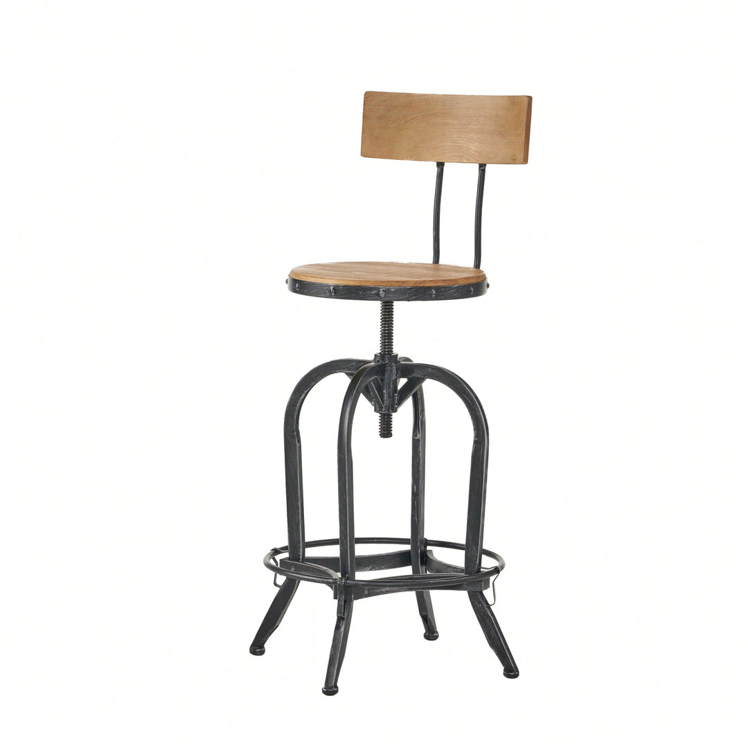 Modern Adjustable Height Swivel Bar Stools With Elegant Fir Wood Design Image 3