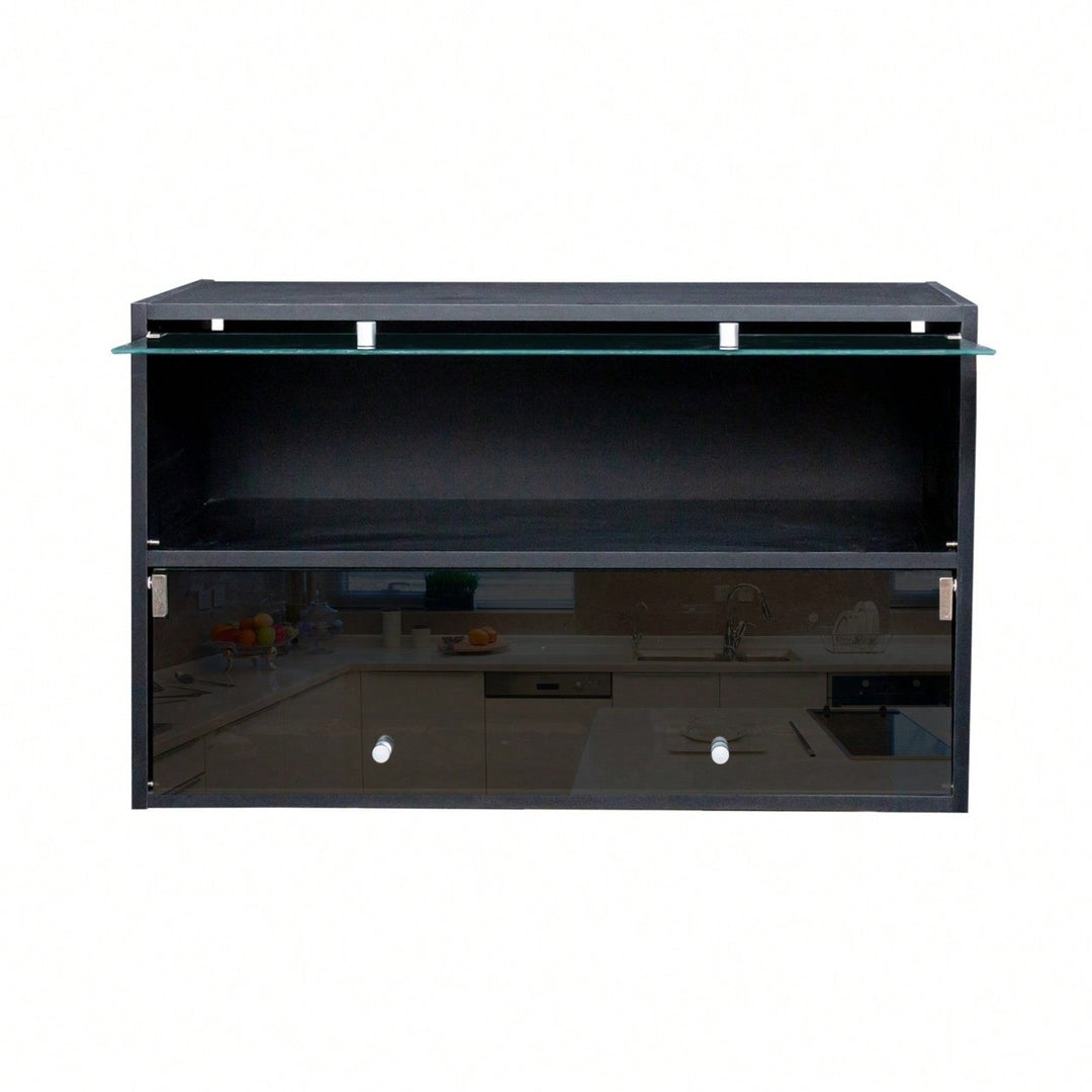 Modern Black Glass Door Shoe Box Shoe Storage Cabinet With RGB Led Light, Easy To Clean, Practical Design, Image 1