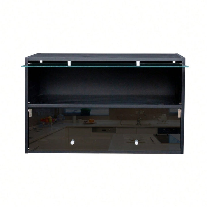 Modern Black Glass Door Shoe Box Shoe Storage Cabinet With RGB Led Light, Easy To Clean, Practical Design, Image 1