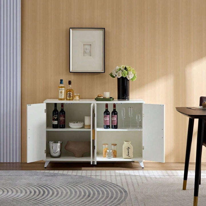 Modern Buffet Cabinet With 4 Doors And Adjustable Shelves - Large Storage Sideboard For Dining Room, Living Room Image 3