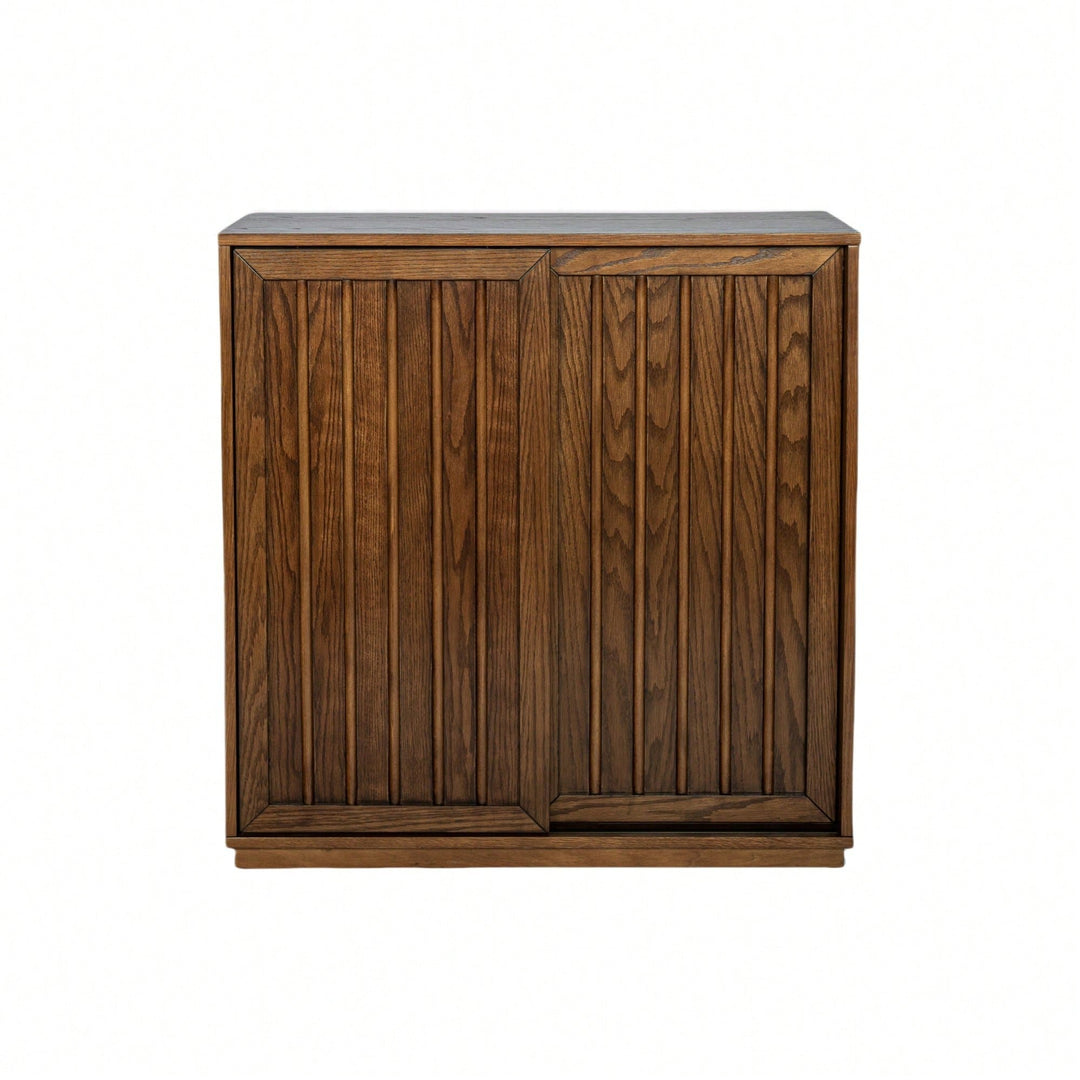 Mid Century Modern Sideboard With Sliding Doors And Solid Wood Accents For Living Room Kitchen Dining Entryway Storage Image 1