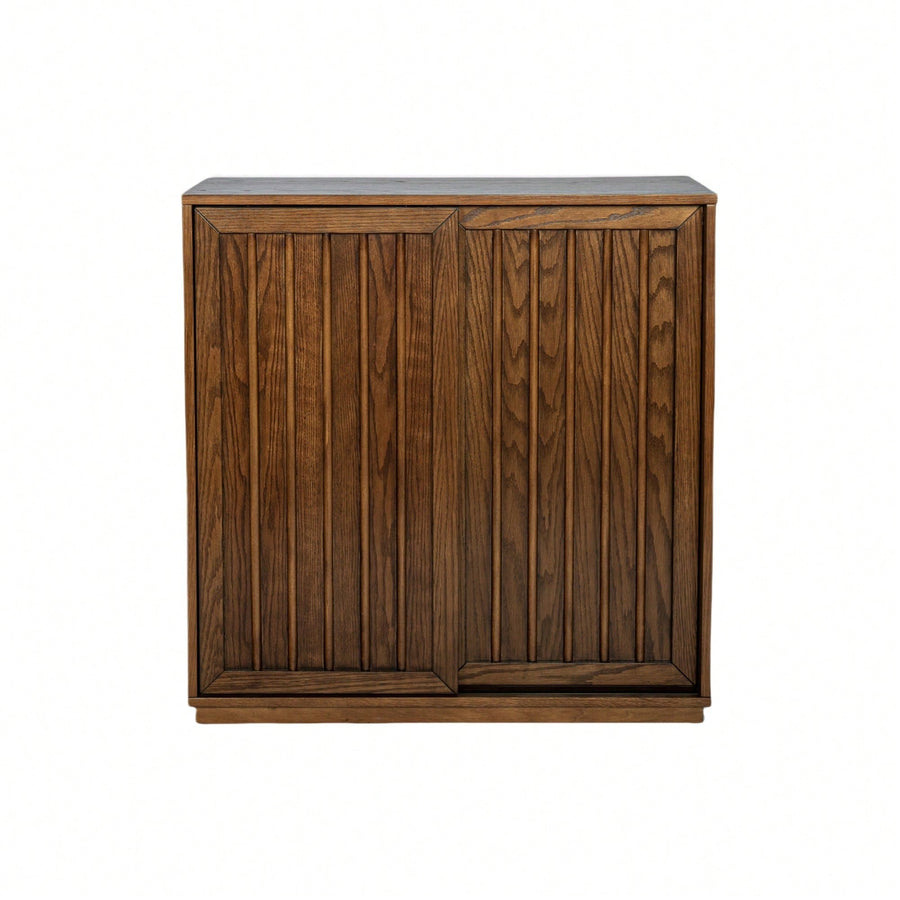 Mid Century Modern Sideboard With Sliding Doors And Solid Wood Accents For Living Room Kitchen Dining Entryway Storage Image 1