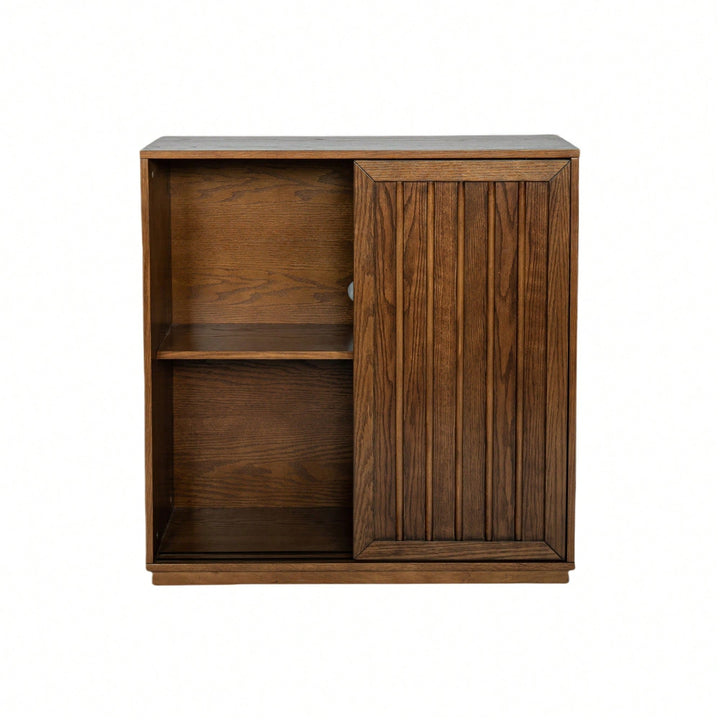 Mid Century Modern Sideboard With Sliding Doors And Solid Wood Accents For Living Room Kitchen Dining Entryway Storage Image 3