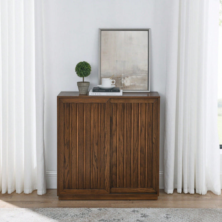 Mid Century Modern Sideboard With Sliding Doors And Solid Wood Accents For Living Room Kitchen Dining Entryway Storage Image 6