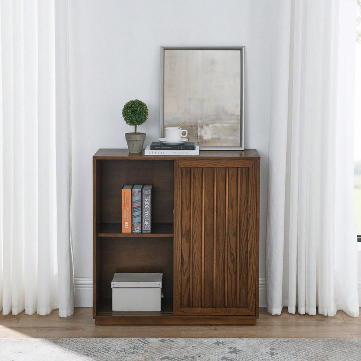 Mid Century Modern Sideboard With Sliding Doors And Solid Wood Accents For Living Room Kitchen Dining Entryway Storage Image 7