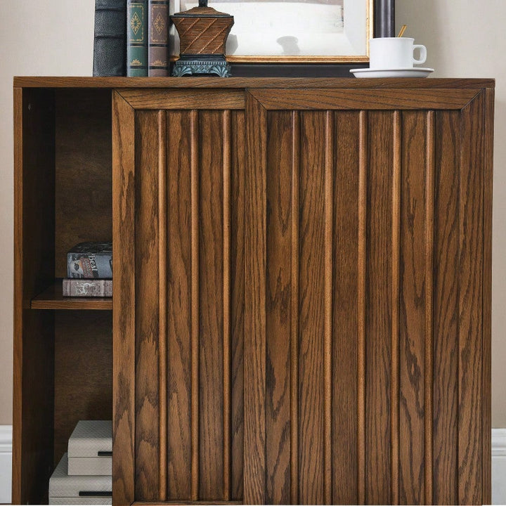 Mid Century Modern Sideboard With Sliding Doors And Solid Wood Accents For Living Room Kitchen Dining Entryway Storage Image 9