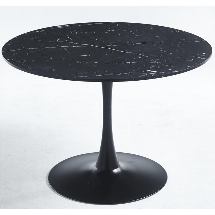 Mid-Century Modern Dining Table, 42.1" Round Black Tulip Table With Pedestal Base, MDF Top, Coffee Table, End Table, Image 1