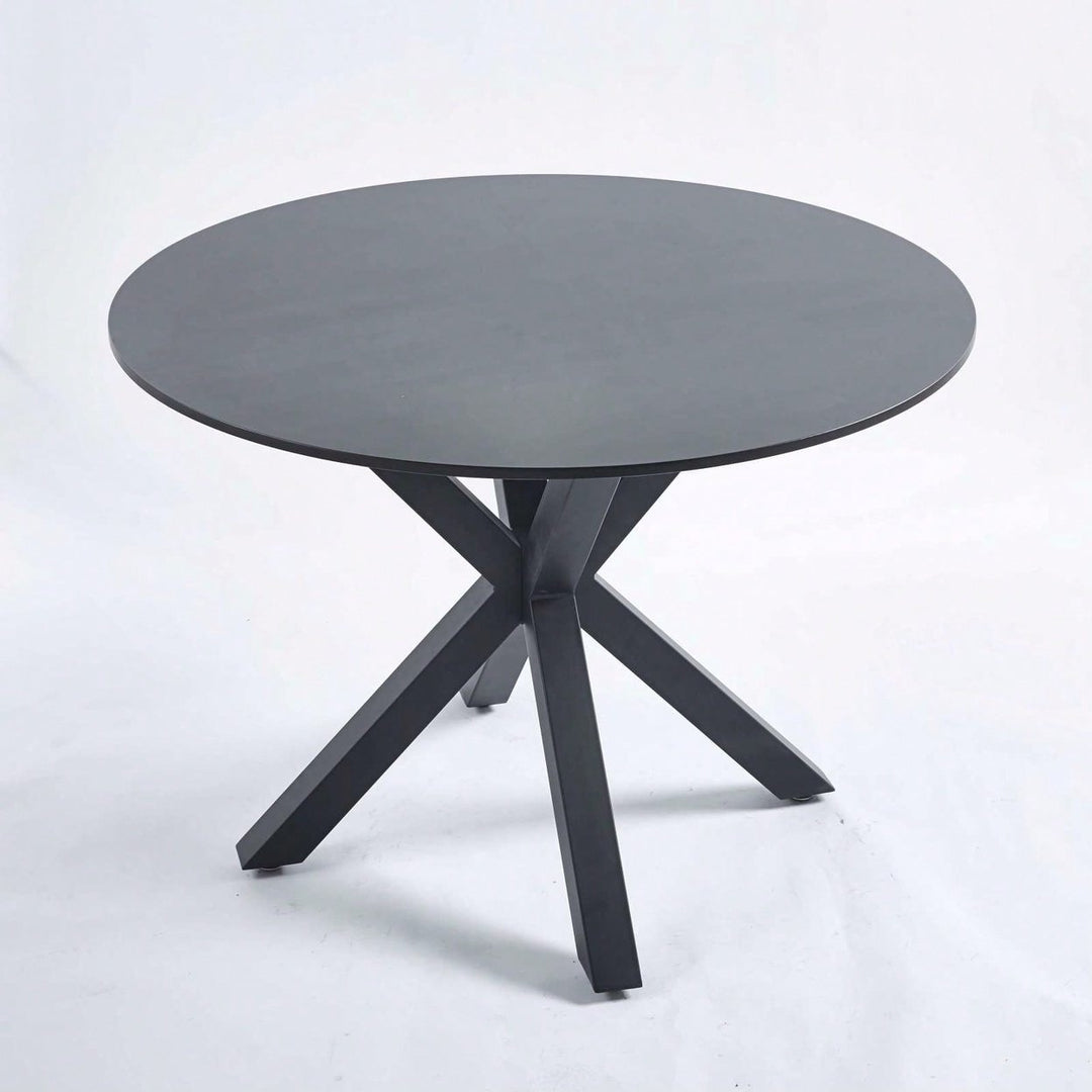 Mid-Century Modern Round Dining Table for 4-6 with Pedestal Base and Cross Legs Ideal for Dining and Coffee Image 1