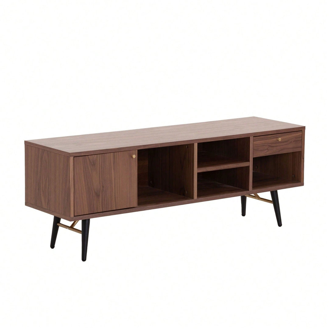 Mid-Century Modern TV Stand For TVs Up To 78 Inches, Low Profile Entertainment Center With Storage Image 2