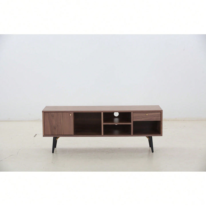 Mid-Century Modern TV Stand For TVs Up To 78 Inches, Low Profile Entertainment Center With Storage Image 3