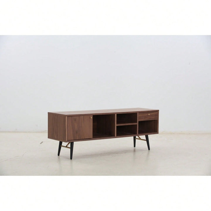 Mid-Century Modern TV Stand For TVs Up To 78 Inches, Low Profile Entertainment Center With Storage Image 4