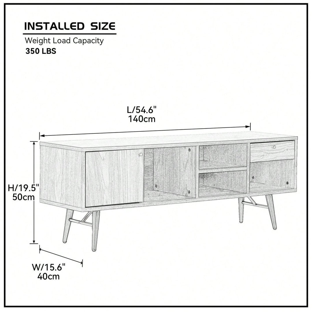 Mid-Century Modern TV Stand For TVs Up To 78 Inches, Low Profile Entertainment Center With Storage Image 5