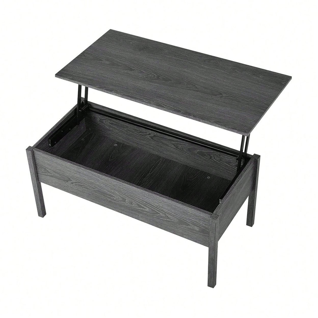 MDF Lift-Top Coffee Table With Storage For Living Room,Dark Grey Oak Image 1