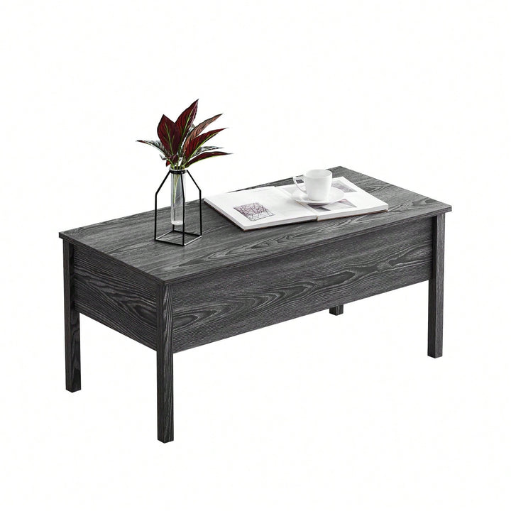 MDF Lift-Top Coffee Table With Storage For Living Room,Dark Grey Oak Image 4