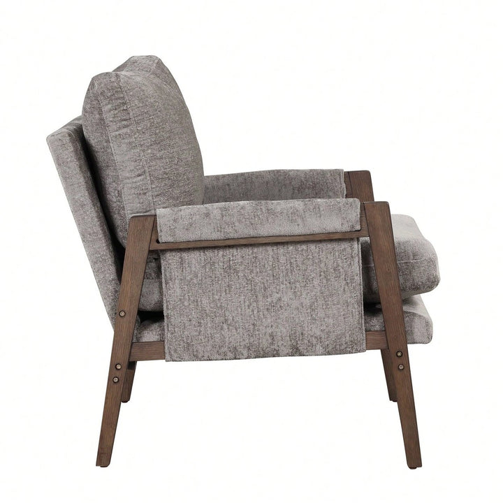 Mid-Century Modern Velvet Accent Chair,Leisure Chair With Solid Wood And Thick Seat Cushion For Living Image 9