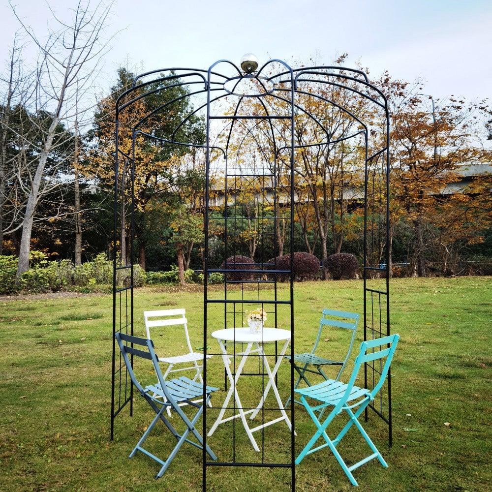 Metal Garden Arch Iron Garden Arbors Gazebo Dia81.3 x 114.2 High Birdcage Shape Pergola Pavilion for Wedding Ceremony Image 3