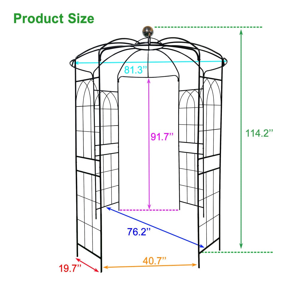 Metal Garden Arch Iron Garden Arbors Gazebo Dia81.3 x 114.2 High Birdcage Shape Pergola Pavilion for Wedding Ceremony Image 6