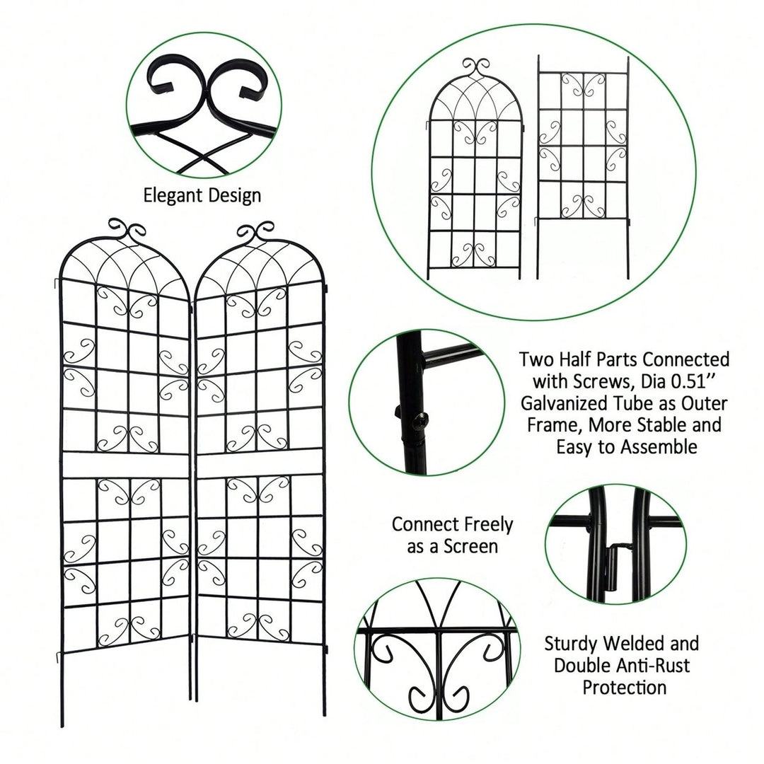 Metal Garden Trellis 86.7" X 19.7" Rustproof Trellis For Climbing Plants Outdoor Flower Support Image 2