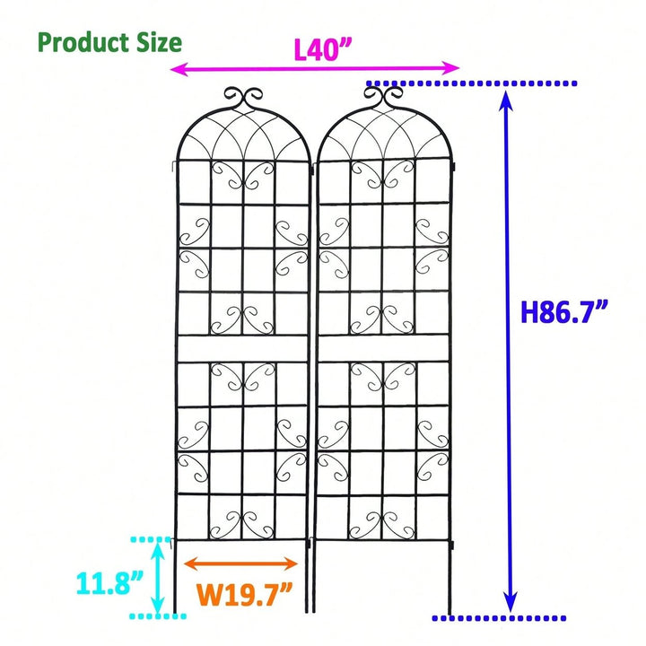 Metal Garden Trellis 86.7" X 19.7" Rustproof Trellis For Climbing Plants Outdoor Flower Support Image 3