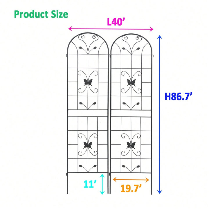 Metal Garden Trellis 86.7" X 19.7" Rustproof Trellis For Climbing Plants Outdoor Flower Support Black - 2 Pack Image 4