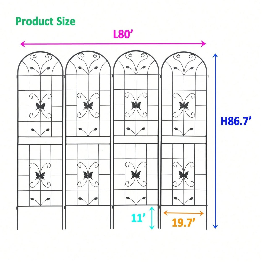 Metal Garden Trellis 86.7" X 19.7" Rustproof Trellis For Climbing Plants Outdoor Flower Support Black Pack Of 4 Image 5