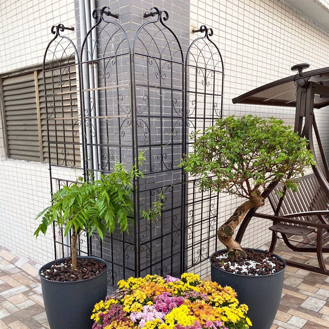 Metal Garden Trellis 86.7" X 19.7" Rustproof Trellis For Climbing Plants Outdoor Flower Support Image 11