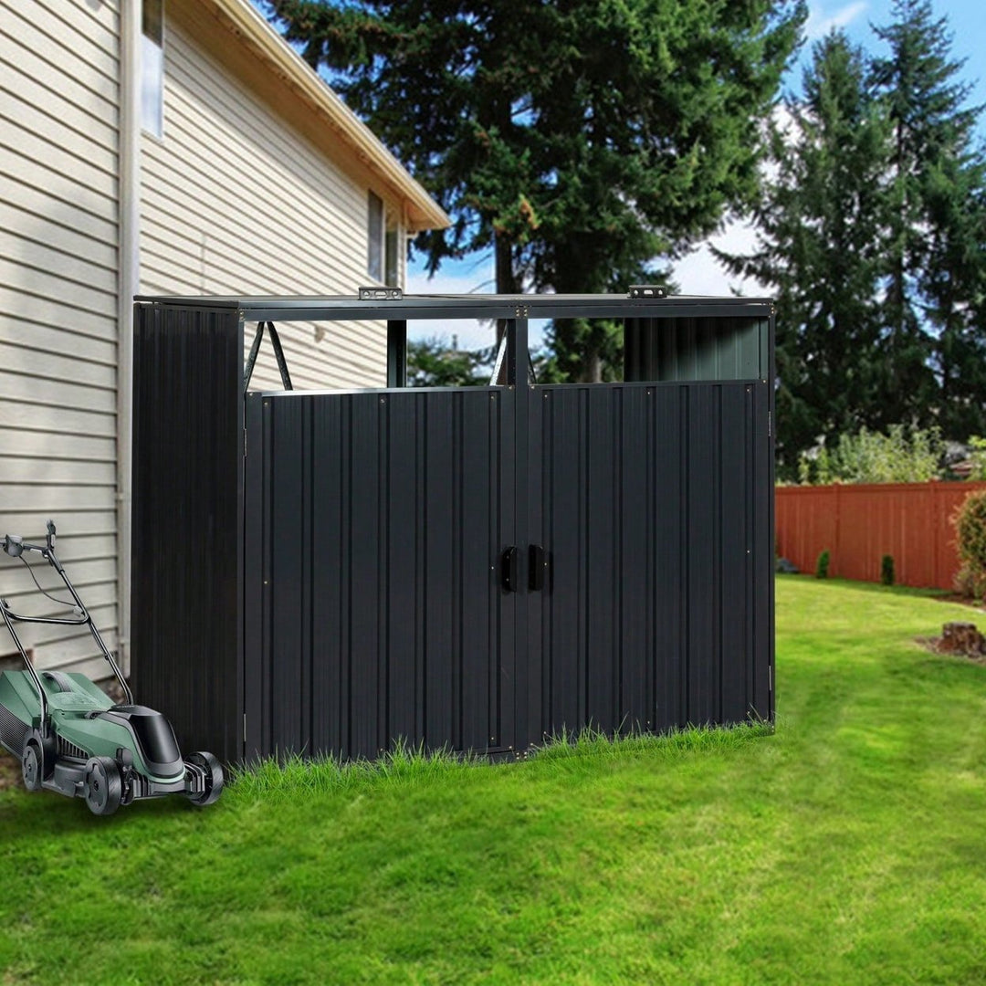 Metal Outdoor Bin Shed For Garbage Storage,Stainless Galvanized Steel, Bin Shed For Garden Yard Lawn Image 1