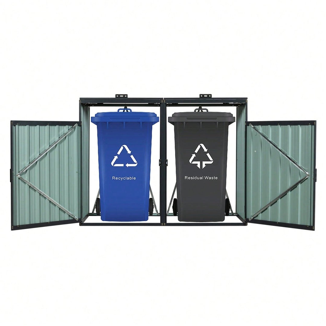 Metal Outdoor Bin Shed For Garbage Storage,Stainless Galvanized Steel, Bin Shed For Garden Yard Lawn Image 3