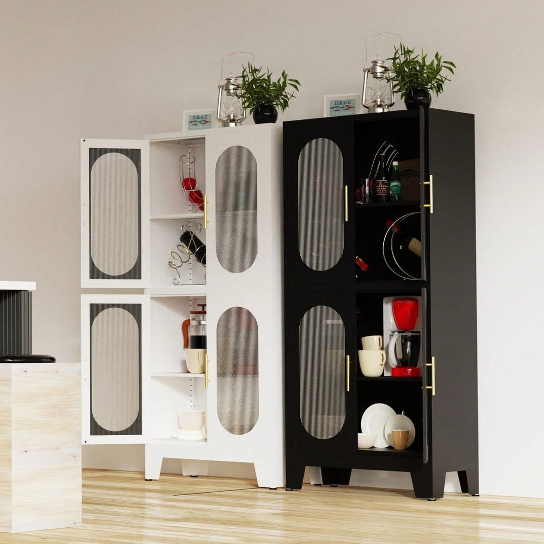 Metal Storage Cabinet, Bathroom Storage Cabinet With Doors And Shelves, Office Storage Cabinet With Lock, Black Garage Image 5