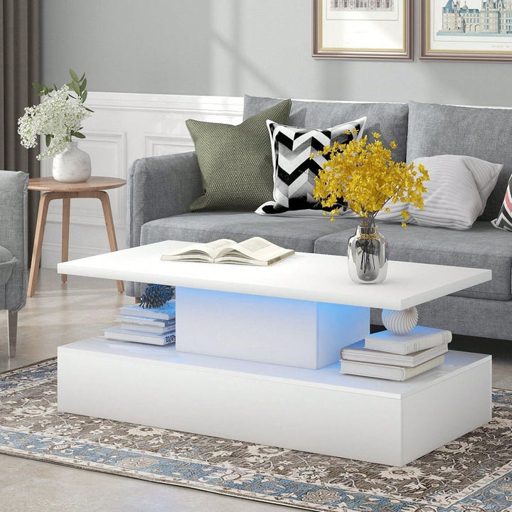 Modern Industrial Design Coffee Table With LED Lighting, 16 Colors With A Remote Control Image 1