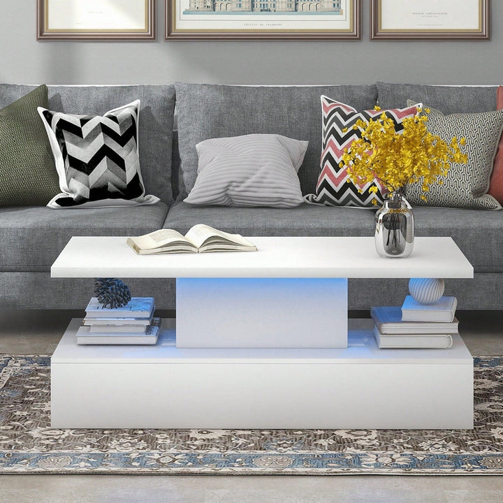 Modern Industrial Design Coffee Table With LED Lighting, 16 Colors With A Remote Control Image 2