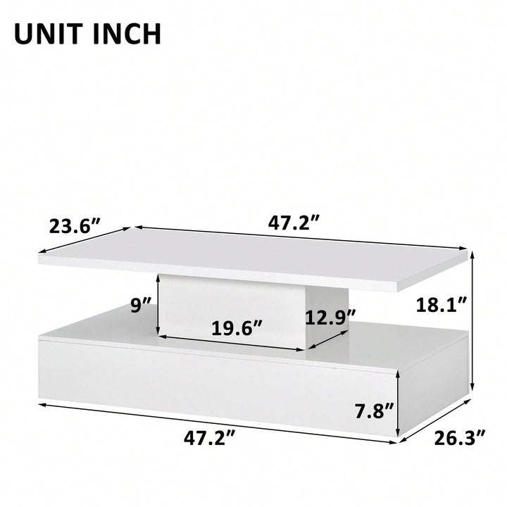 Modern Industrial Design Coffee Table With LED Lighting, 16 Colors With A Remote Control Image 3