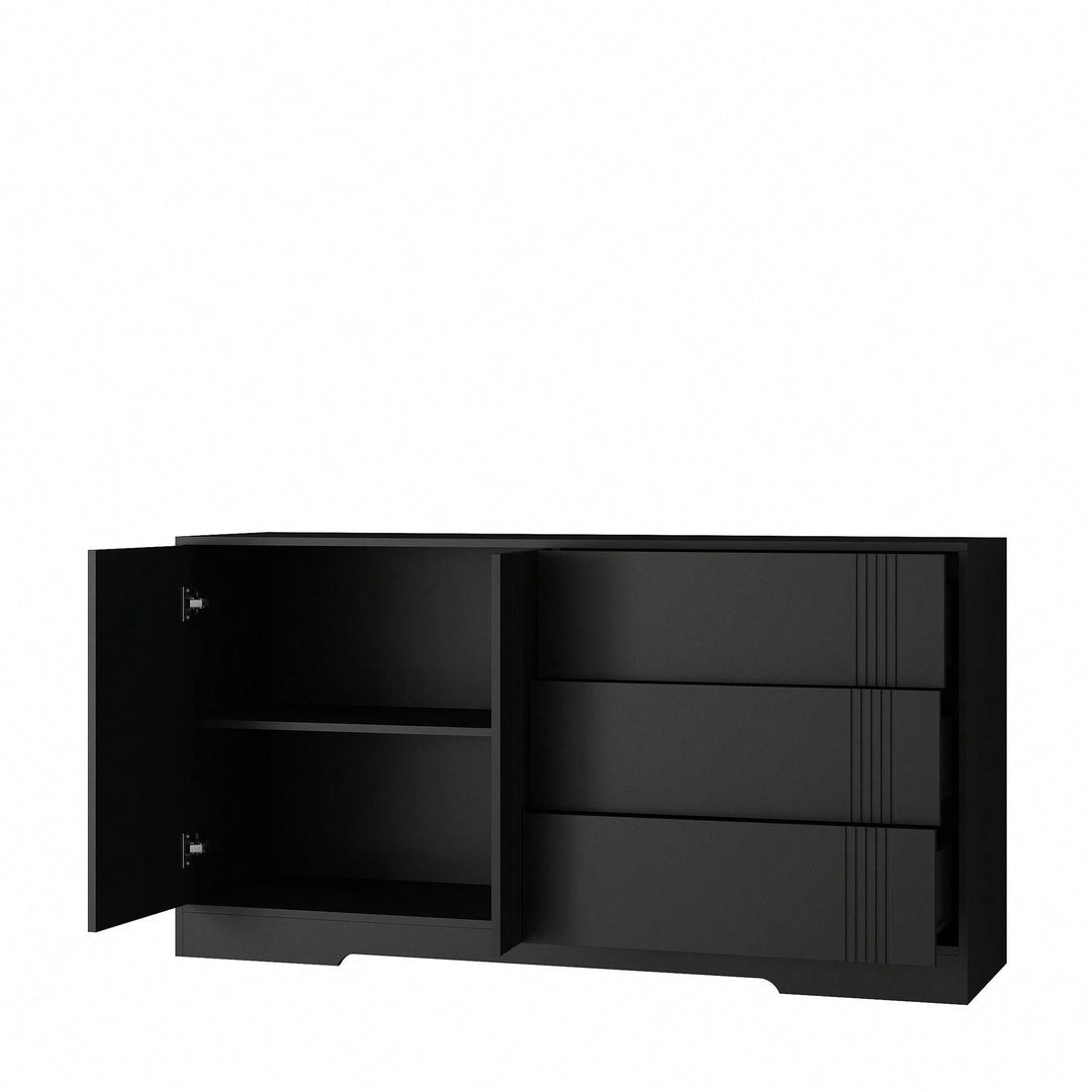 Modern Kitchen Buffet Storage Cabinet With Adjustable Shelves, Large Coffee Bar And Ample Drawer Space For Organized Image 3