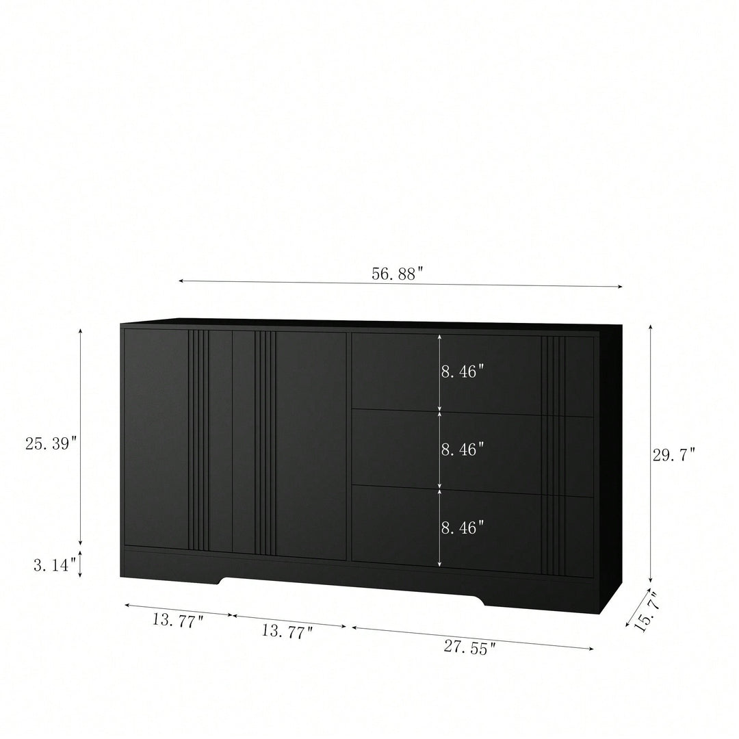 Modern Kitchen Buffet Storage Cabinet With Adjustable Shelves, Large Coffee Bar And Ample Drawer Space For Organized Image 4