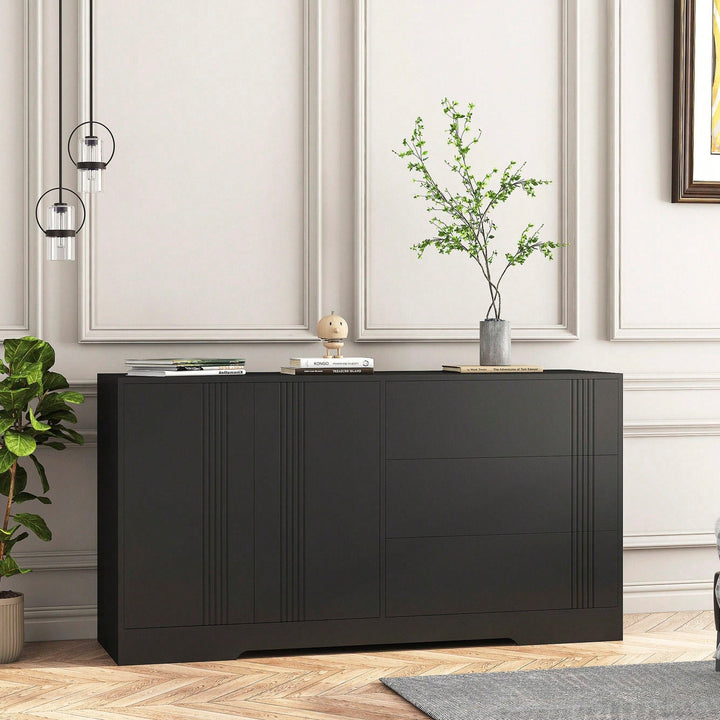 Modern Kitchen Buffet Storage Cabinet With Adjustable Shelves, Large Coffee Bar And Ample Drawer Space For Organized Image 6