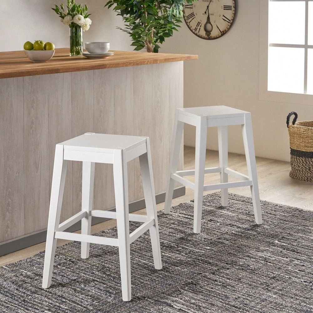 Modern Counter Stool Set Of 2 - Stylish Height Adjustable Seats For Kitchen Or Bar Image 2