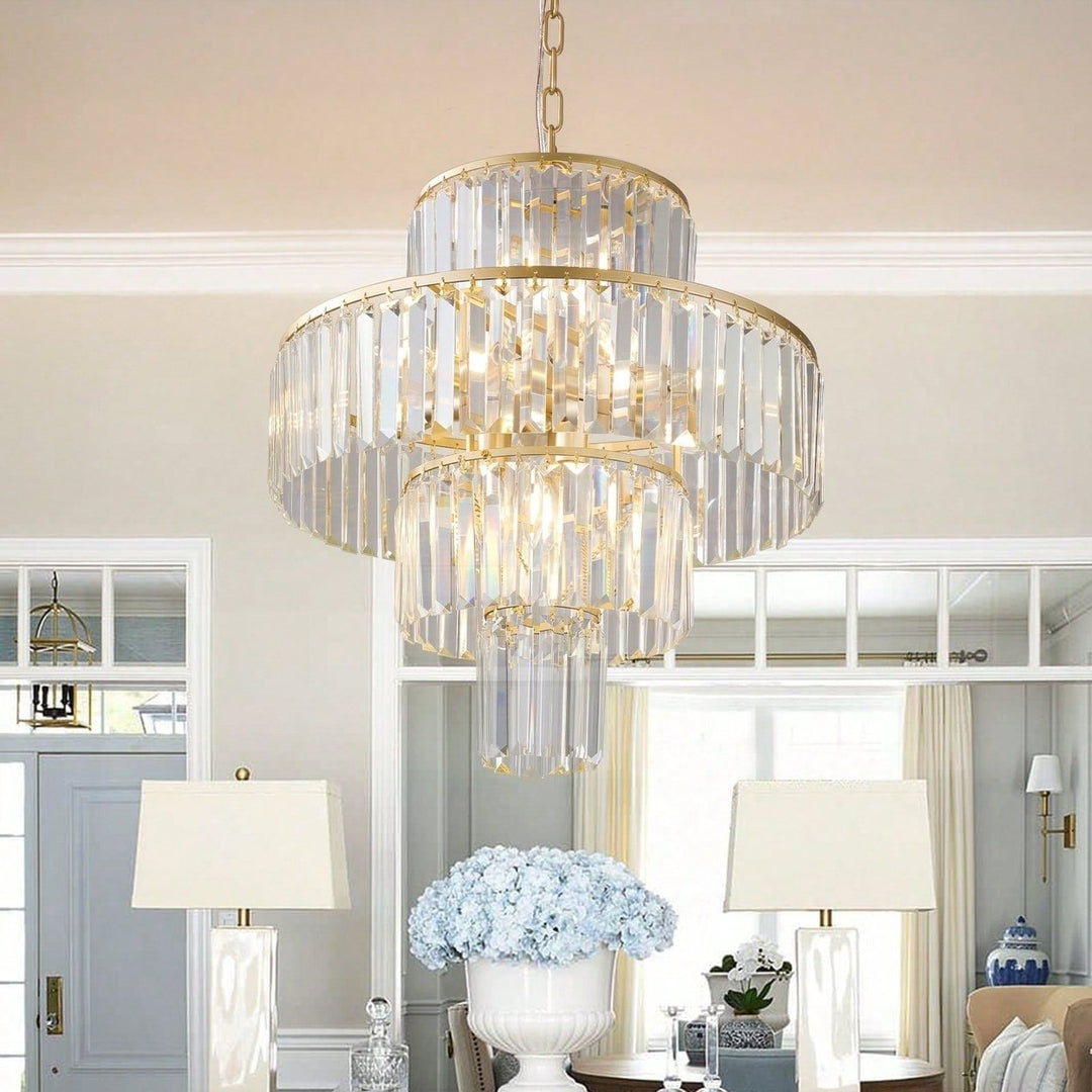 Modern Crystal Chandelier Pendant Light Fixture 19.7 Inch for Dining Room Bedroom Living Room Luxury Lighting Image 2