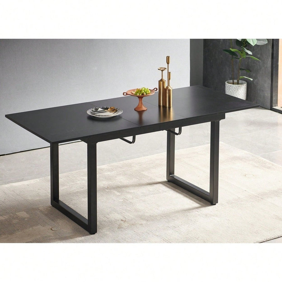 Modern Square Extendable Dining Table with Metal Legs Space Saving Design Easy Clean MDF Top Adjustable Length for Image 1