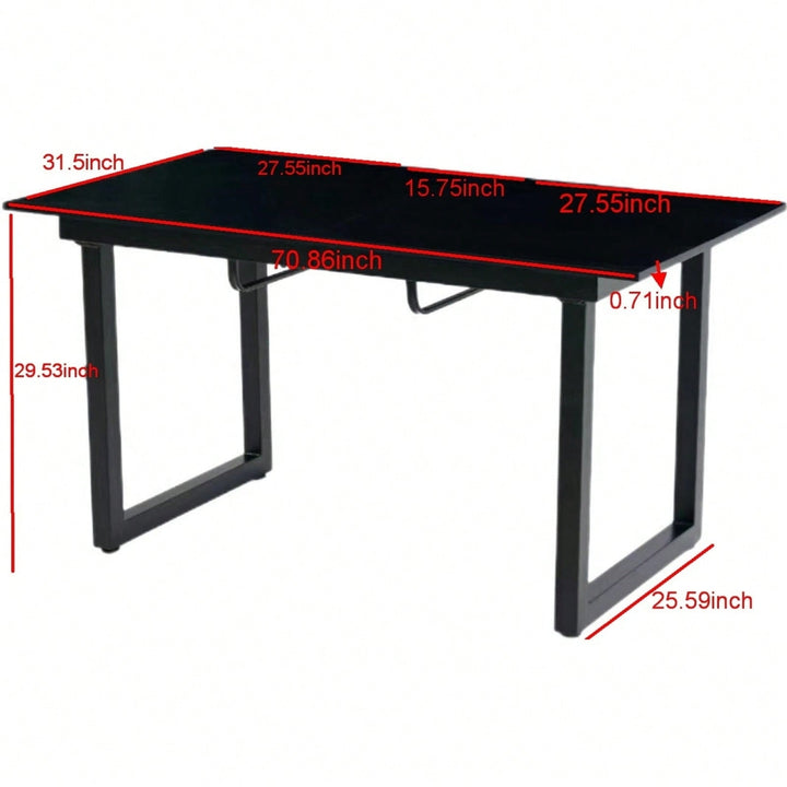 Modern Square Extendable Dining Table with Metal Legs Space Saving Design Easy Clean MDF Top Adjustable Length for Image 5