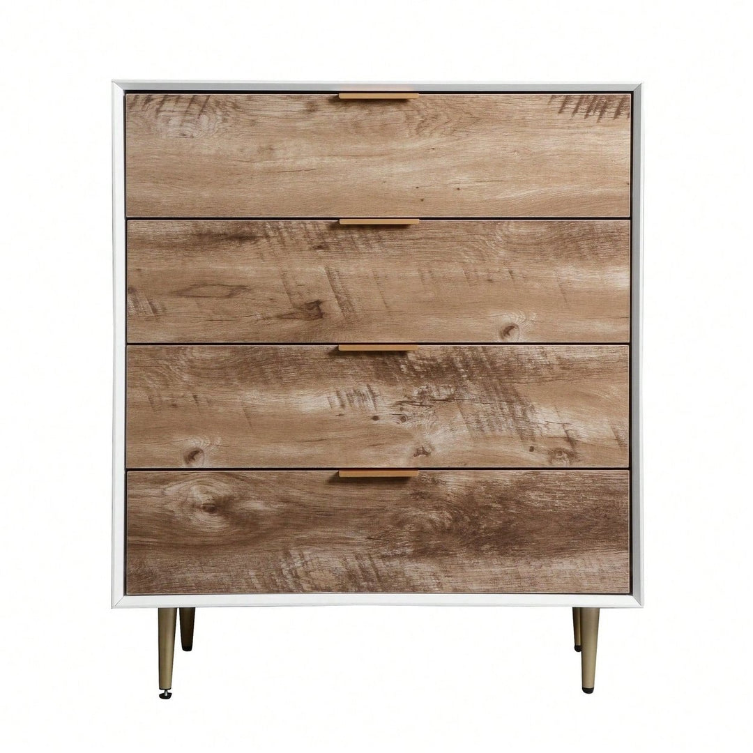 Modern Tall Dresser with 4 Drawers and Metal Legs Anti-Tip Design Spacious Storage for Bedroom and Living Room Image 1