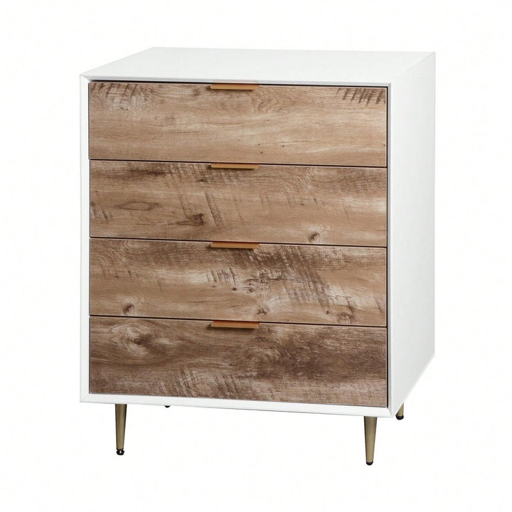 Modern Tall Dresser with 4 Drawers and Metal Legs Anti-Tip Design Spacious Storage for Bedroom and Living Room Image 2