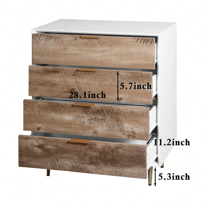 Modern Tall Dresser with 4 Drawers and Metal Legs Anti-Tip Design Spacious Storage for Bedroom and Living Room Image 5