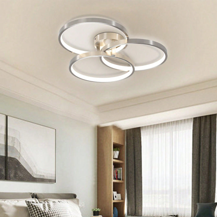 Modern Three Ring Semi-Flush Mount LED Ceiling Light with Dimmable Feature for Living Room Bedroom Dining Room Image 2