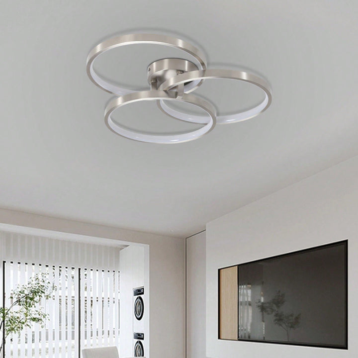 Modern Three Ring Semi-Flush Mount LED Ceiling Light with Dimmable Feature for Living Room Bedroom Dining Room Image 3