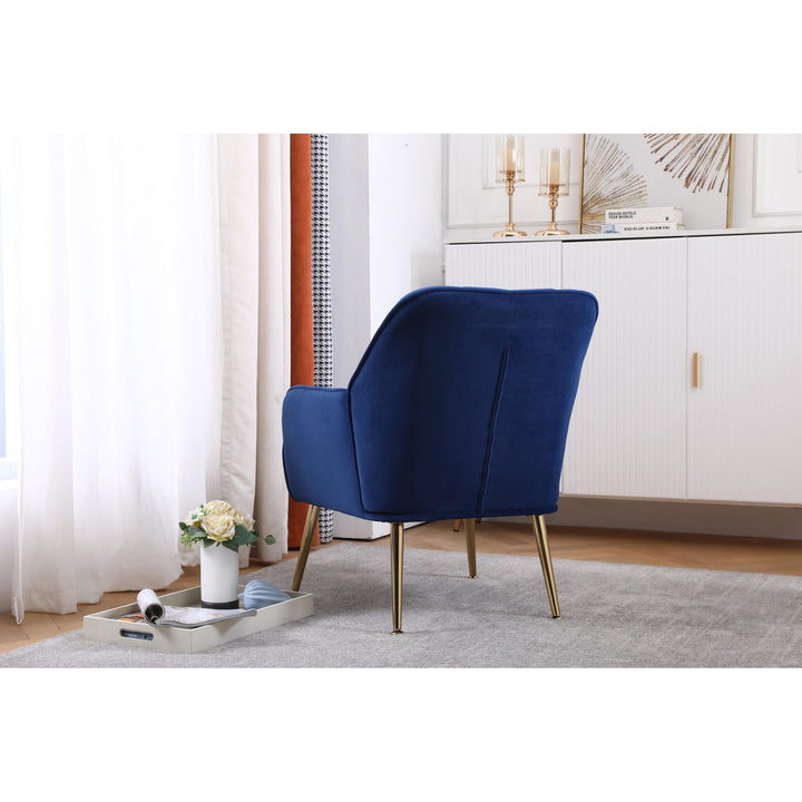 Modern Mid Century Velvet Sherpa Armchair for Living Room, Bedroom, Office - Easy Assembly, Navy Image 4