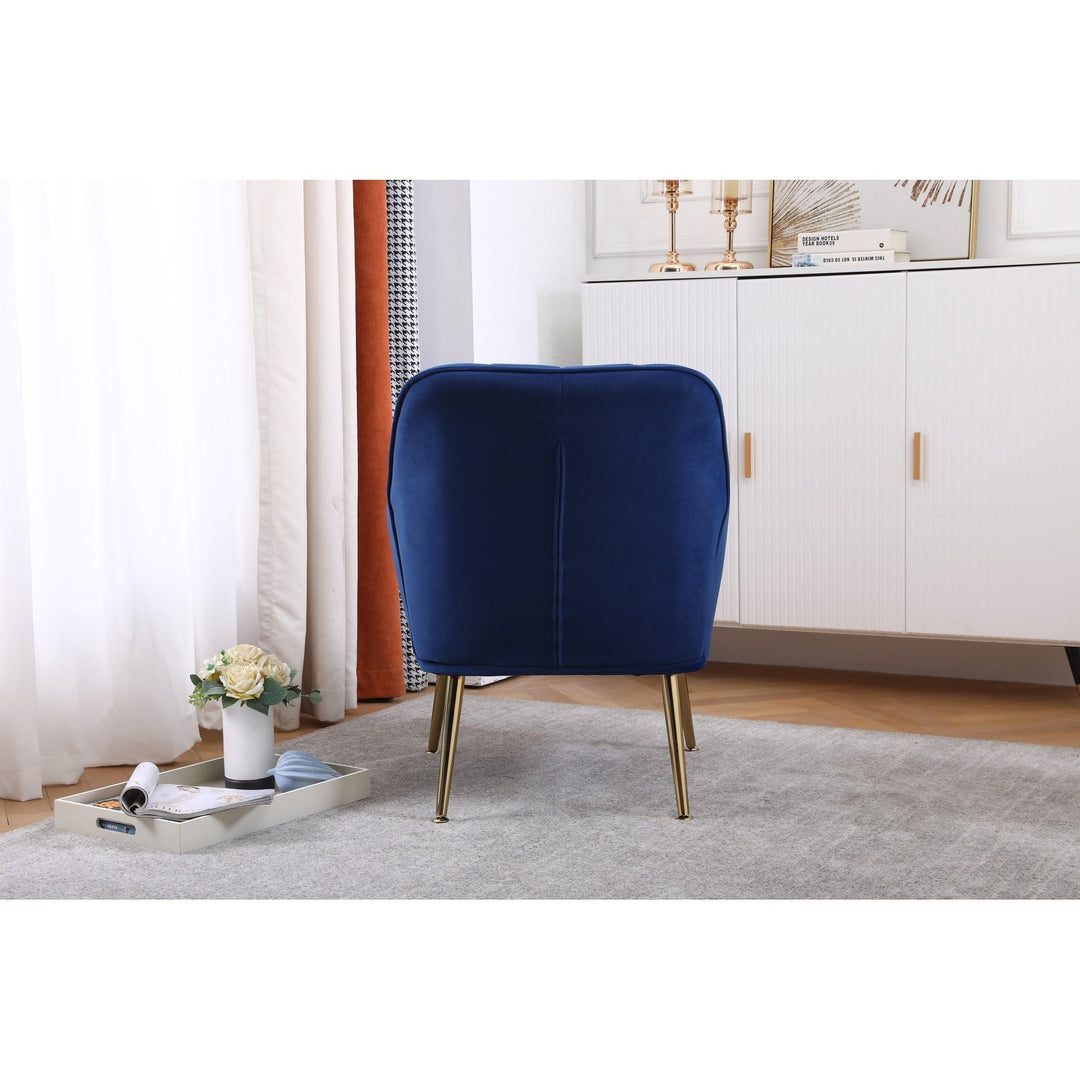 Modern Mid Century Velvet Sherpa Armchair for Living Room, Bedroom, Office - Easy Assembly, Navy Image 5