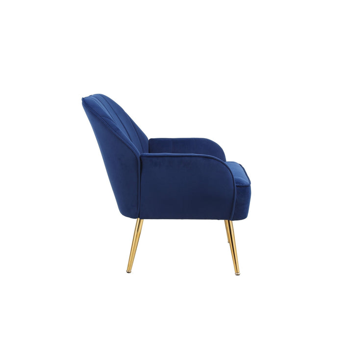 Modern Mid Century Velvet Sherpa Armchair for Living Room, Bedroom, Office - Easy Assembly, Navy Image 7